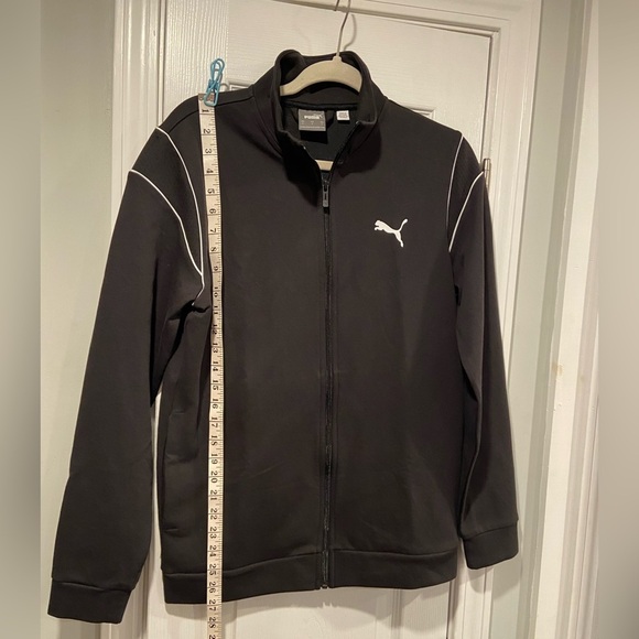 Puma Men’s Black Mock Neck Mesh Detail Full Zip Track Jacket White Logo Size S - Picture 5 of 10
